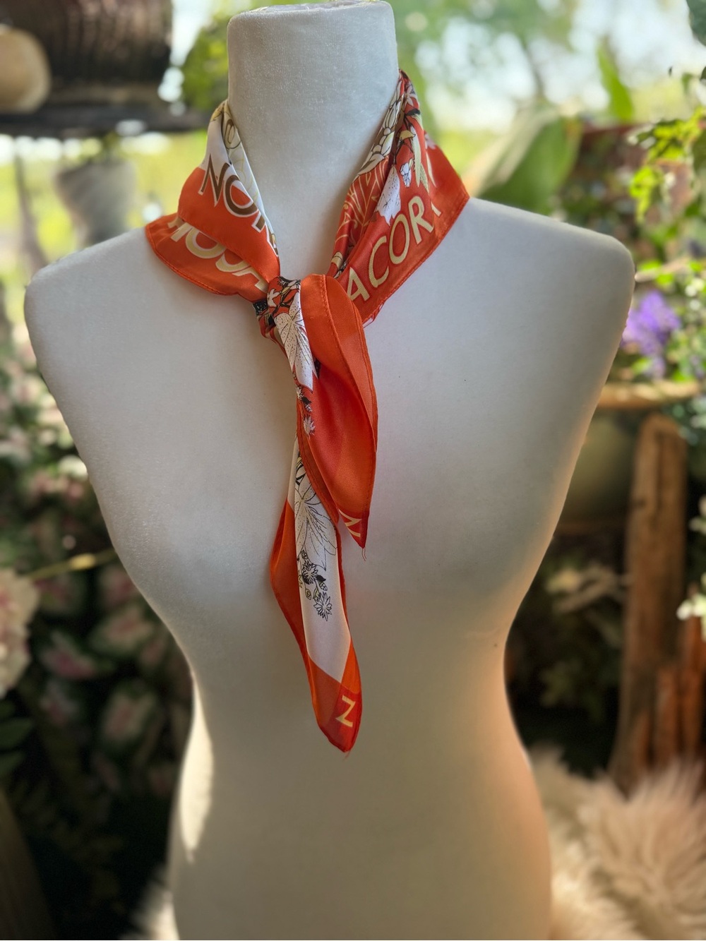 Silk Floral Orange & White Patterned Neck Scarf